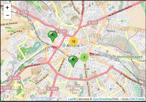 carte interactive de réservation de vélos